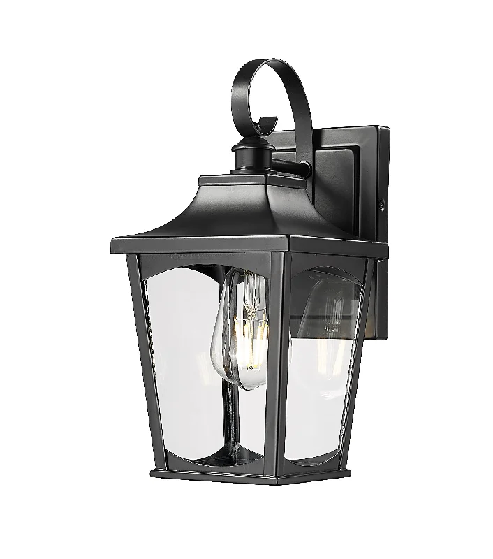Industrial Lighting for Automotive Manufacturing PlantsCurry Outdoor Wall Sconce - Powder Coated Black - Clear Glass - 7in. Extension - E26 Medium Base
