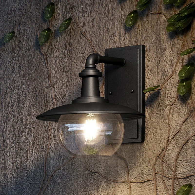 Industrial Lighting for Woodworking FactoriesUEX1090 Farmhouse Outdoor Wall Sconce 11''H x 11''W, Matte Black Finish, Easton Collection