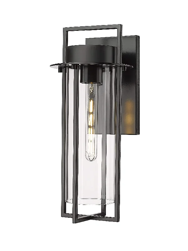 Industrial Lighting for Chemical PlantsRussell Outdoor Wall Sconce - Powder Coated Black - Clear Glass - 8.75in. Extension - E26 Medium Base