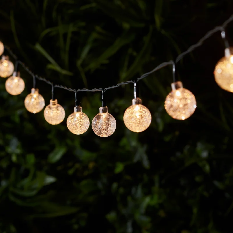 Twinkling String Lights for a Magical Atmosphere40 Warm White Bubble Solar Fairy Lights