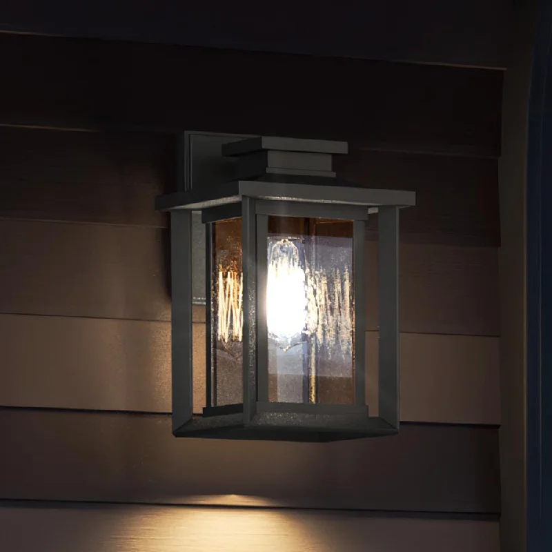 Industrial Flood Lighting for Outdoor Loading DocksUQL1642 Craftsman Outdoor Wall Sconce 11''H x 6.75''W, Natural Black Finish, Peacehaven Collection