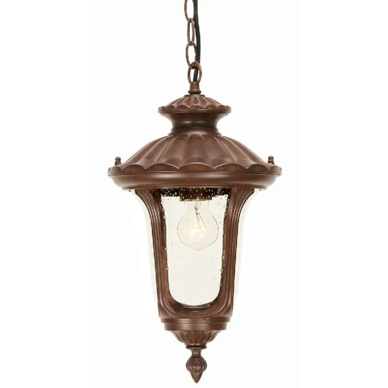 Chicago 1 Light Small Chain Lantern - Rusty Bronze Patina/Textured Black IP44 E27