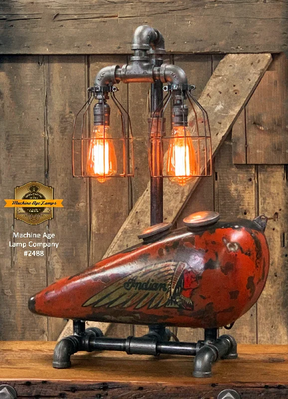 Industrial Lighting for Automotive Manufacturing PlantsSteampunk Industrial / 1930’s Indian Scout Gas Tank Lamp / Motorcycle Lamp #2488 sold
