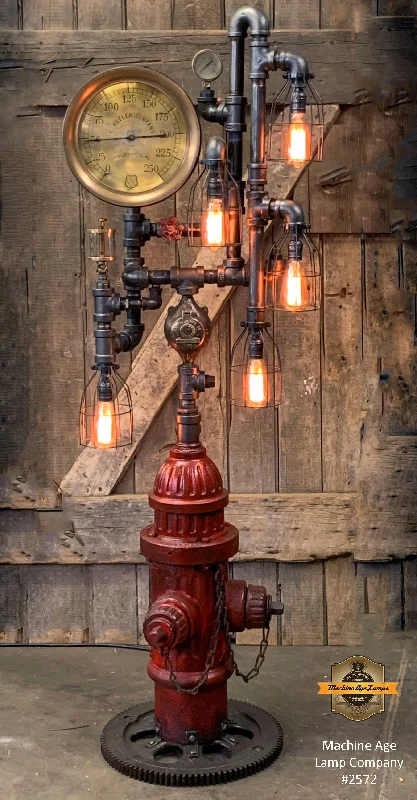 Energy - Efficient Industrial Lighting for Cost - SavingsSteampunk Industrial / Fire Hydrant / Floor Lamp / Steam Gauge / Lamp #2572