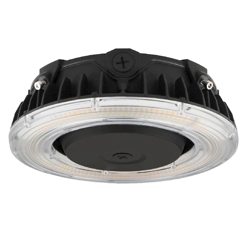 Industrial Lighting for Pharmaceutical Manufacturing55W LED Round Canopy Light - Wattage and Color Switching - Bronze Finish