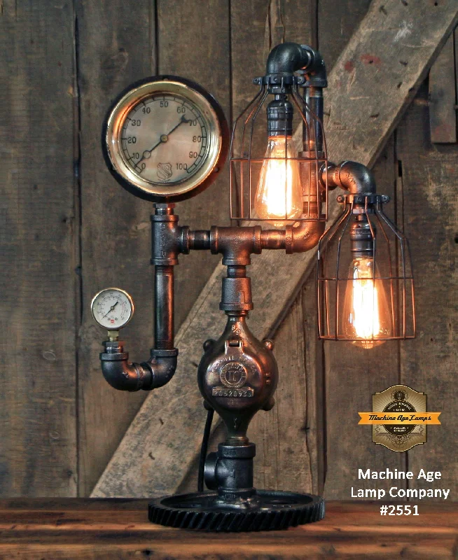 Industrial Lighting for Pharmaceutical ManufacturingSteampunk Industrial Machine Age Lamp / Steam Gauge / Gear / Steam Gauge / Lamp #2551