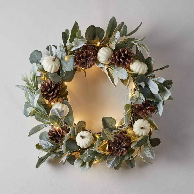 Waterproof String Lights for Patio Decor50cm Pumpkin & Pinecone Autumn Wreath Micro Light Bundle