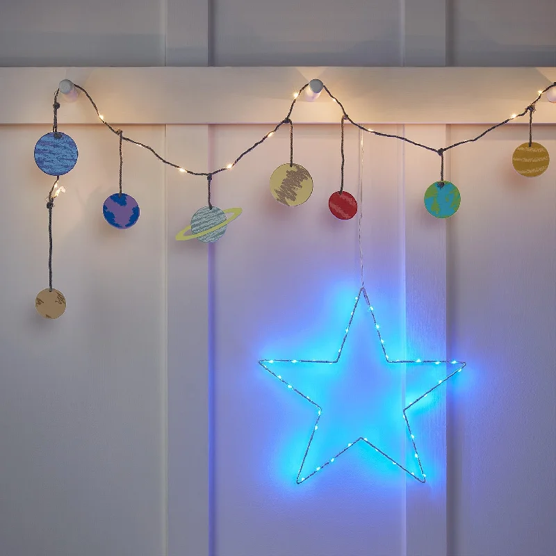 String Lights for Balcony DecorationBlue Osby Star & Planet Fairy Lights for Starlight Children's Charity