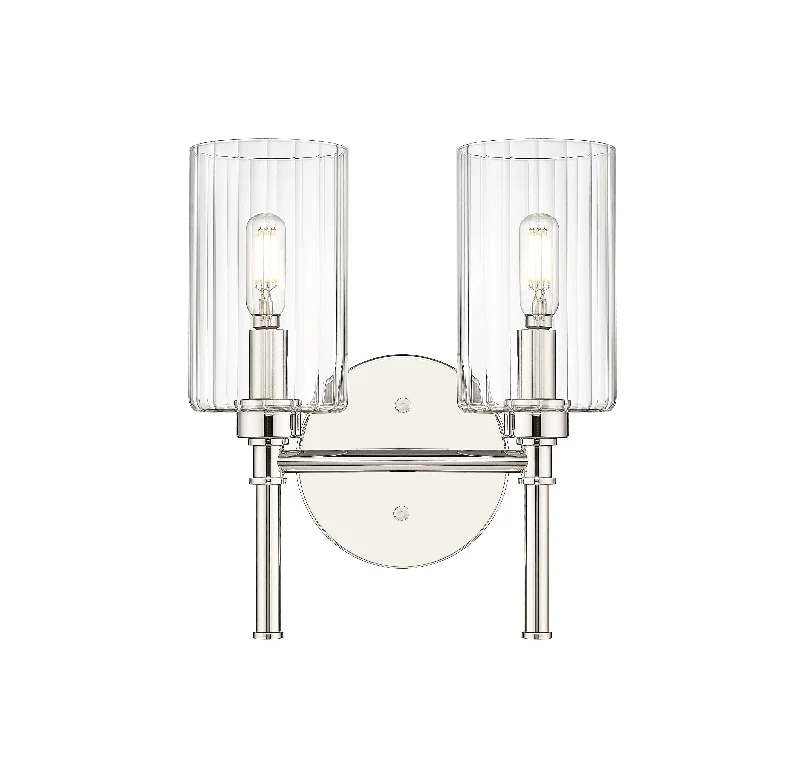 Industrial Flood Lighting for Outdoor Loading Docks2 Lamps Chastine Vanity Light - Polished Nickel - Clear Beveled Glass - 10.5in. Wide