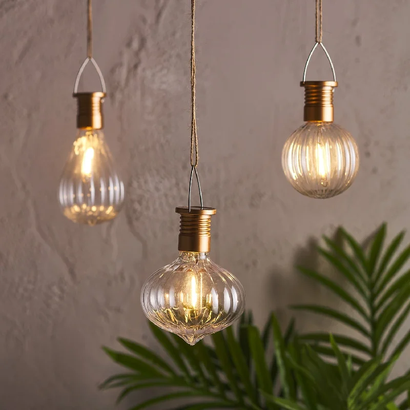 String Lights for Camping TripsSet of 3 Warm White Hanging Solar Lights