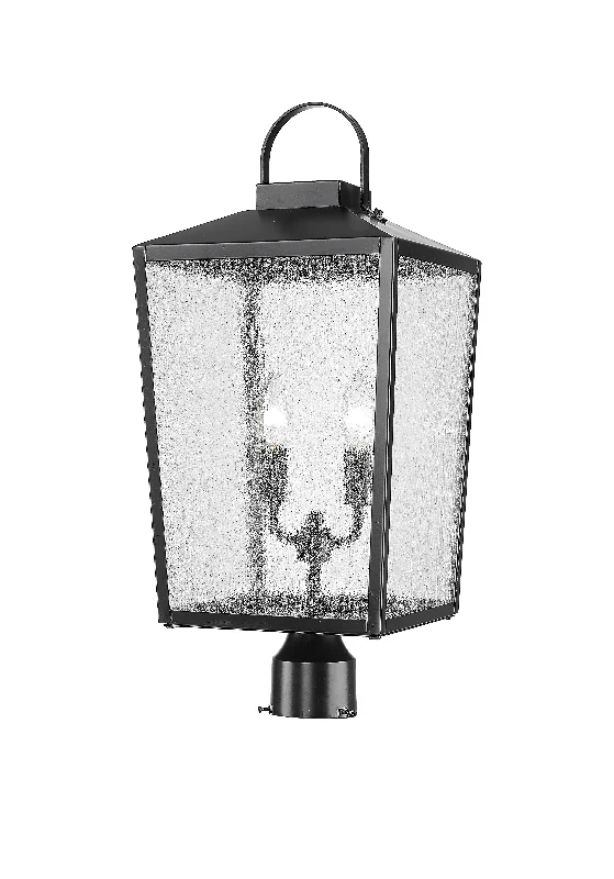 Industrial Lighting with High CRI (Color Rendering Index) for True Color PerceptionDevens Outdoor Post Top Lantern - Powder Coated Black - Clear Seeded Glass - 10in. Diameter - E12 Candelabra Base