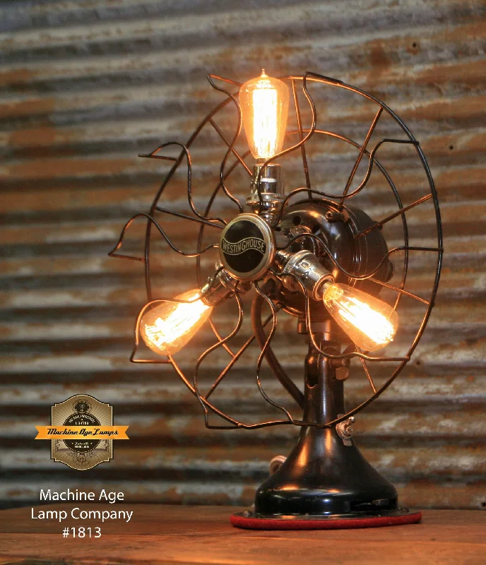 Shock - Resistant Industrial Lighting for Vibrating Machinery AreasSteampunk Industrial Fan Lamp / Antique Westinghouse Fan / Lamp #1813