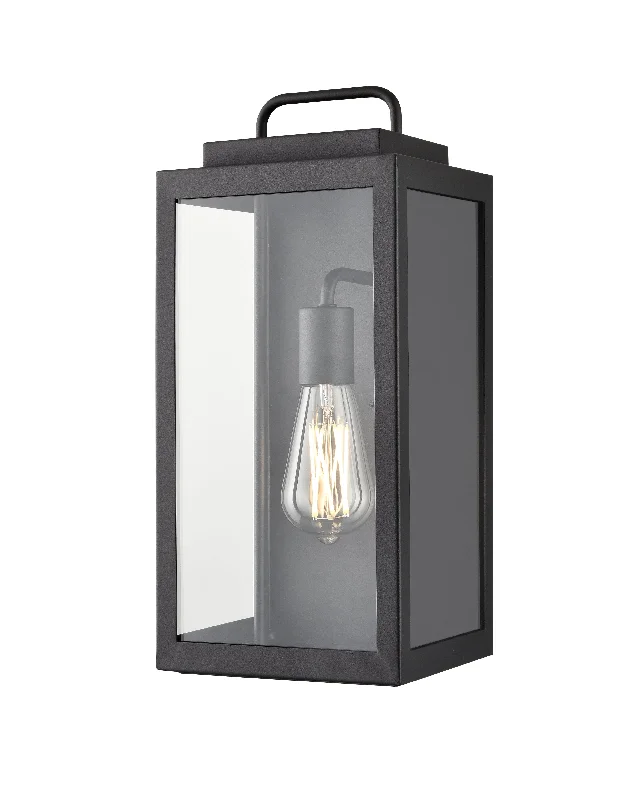 Industrial Emergency Lighting for Safety in FactoriesGallatin Outdoor Wall Sconce - Textured Black - Clear Glass - 15.7in. Height - E26 Medium Base