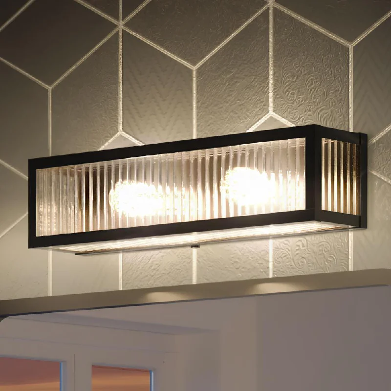 Corrosion - Resistant Industrial Lighting for Coastal FactoriesUHP3581 Minimalist Bath Vanity Light, 5"H x 14"W, Midnight Black Finish, Bismarck Collection