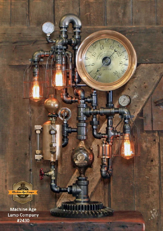 Durable Industrial Lighting for Harsh EnvironmentsSteampunk Industrial / Steam Gauge Lamp / General Electric / Oiler / Lamp #2430