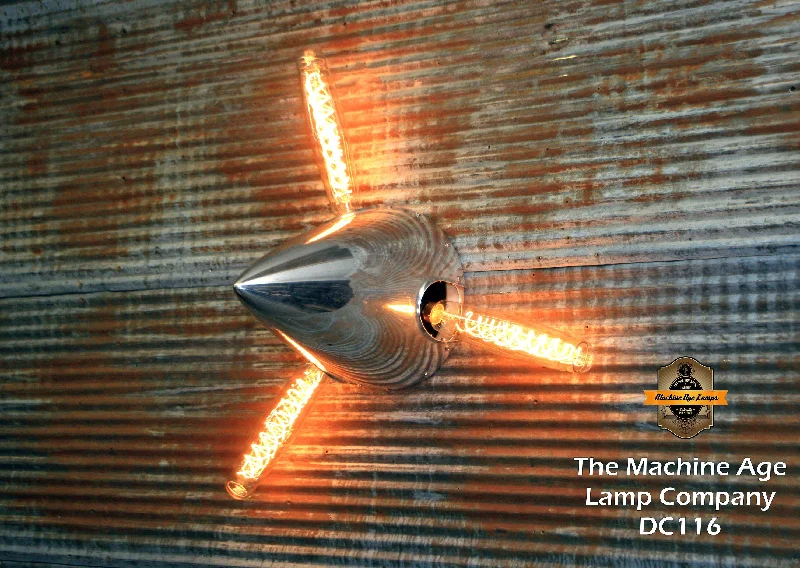 Industrial Ceiling - Mounted Lighting for Assembly PlantsAirplane / Aviation / Cessna 185/200 series Chrome 3 blade spinner wall sconce / Lamp #dc116 sold