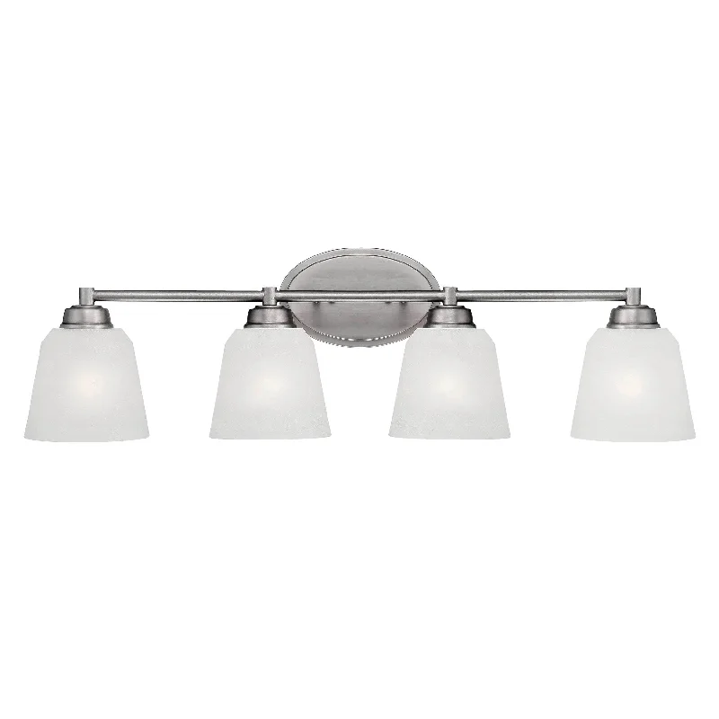 Industrial Emergency Lighting for Safety in Factories4 Lamps Franklin Vanity Light - Brushed Pewter - Light India Scavo Glass - 31in. Wide