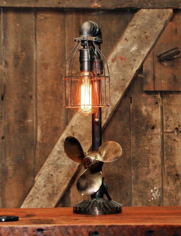Industrial Wall - Mounted Lighting for Workshop WallsSteampunk Industrial Boat Marine Nautical Antique Brass Propeller Lamp, Gear Base #2680