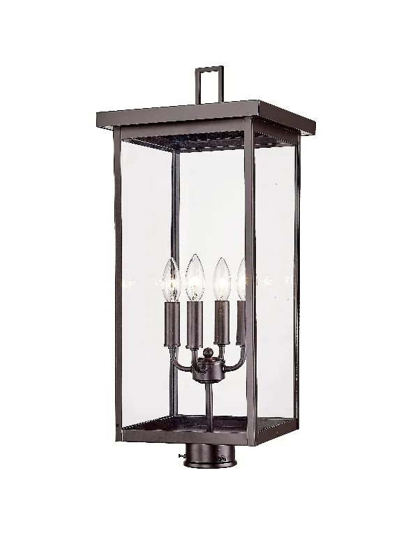 Industrial Emergency Lighting for Safety in FactoriesBarkeley Outdoor Post Top Lantern - Powder Coated Bronze - Clear Glass - 11in. Diameter - E12 Candelabra Base