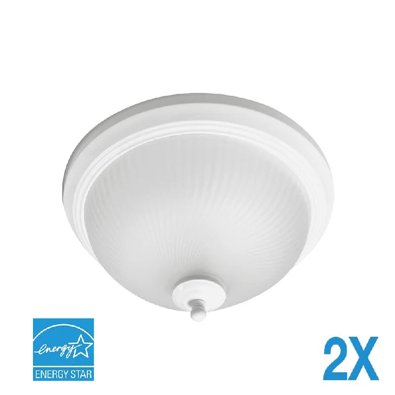 Dimmable Industrial Lighting for Ambiance Control11W 11in. Round White Dimmable LED Ceiling Light - 180 Degree Beam - 120V - Direct Wiring - 900 Lm - 3000K Warm White - 2-Pack