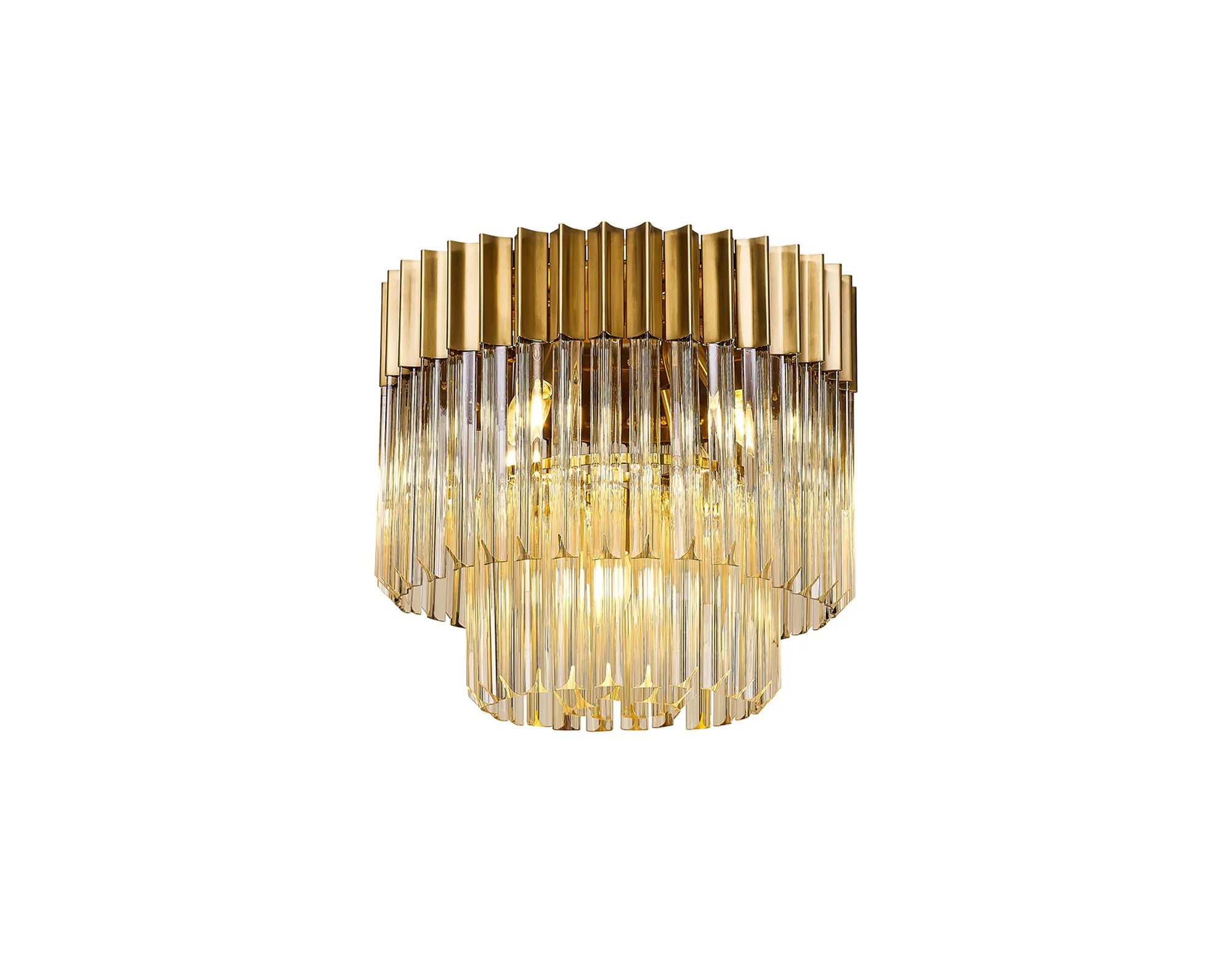 Georgia 3/5lt Round Crystal Flush Ceiling Light, Matt Black/Brass/Polished Nickel