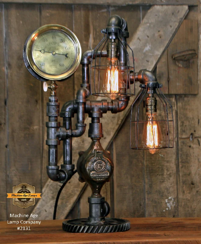 Waterproof Industrial Lighting for Wet AreasSteampunk Industrial Machine Age Lamp / Steam Gauge /  Lamp #2131