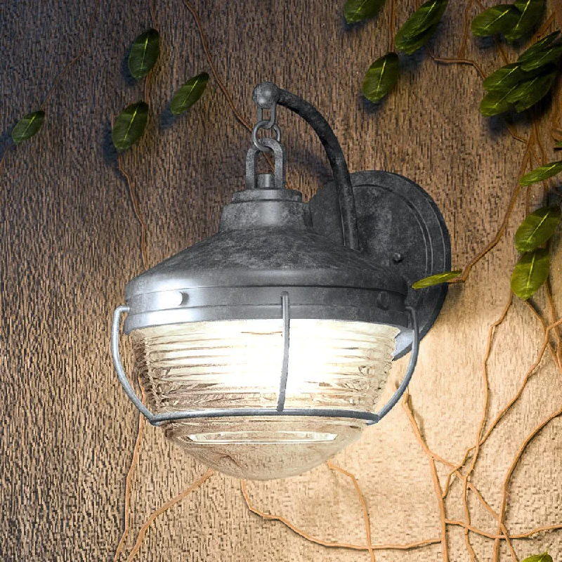 Industrial Lighting for Electronics ManufacturingUEX1056 Nautical Outdoor Wall Sconce 12''H x 9''W, Aged Zinc Finish, Telluride Collection