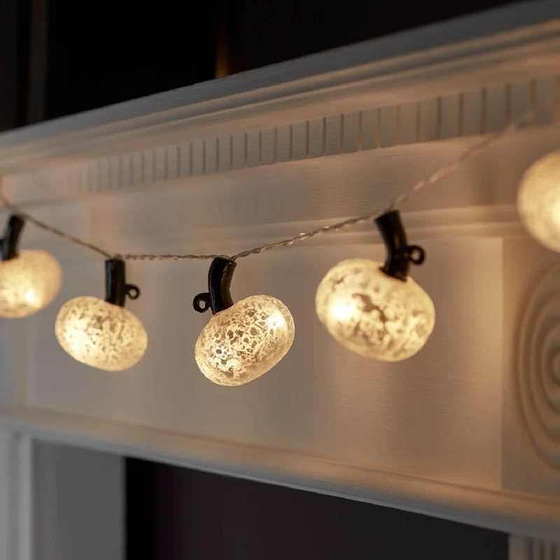 LED String Lights with Warm White Glow10 Antique Silver Pumpkin Fairy Lights