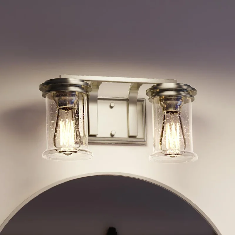 Industrial Lighting for Furniture FactoriesUHP3750 French Rustic Bath Vanity Light, 7.25"H x 14.25"W, Brushed Nickel Finish, Missoula Collection