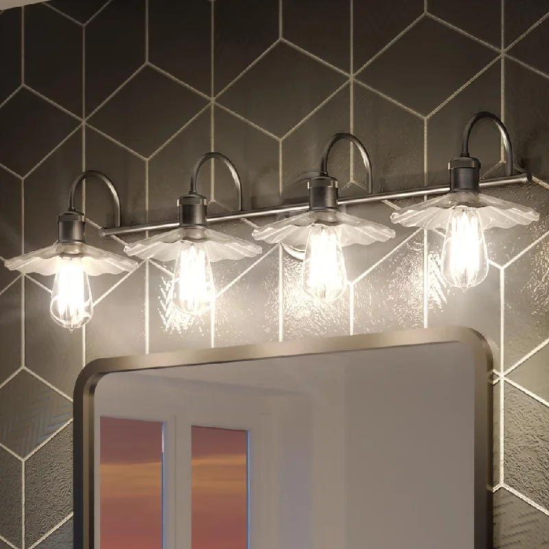 High - Bay LED Industrial Lighting for WarehousesUHP3690 Vintage Bath Vanity Light, 6.5"H x 34.5"W, Aged Nickel Finish, Victoria Collection