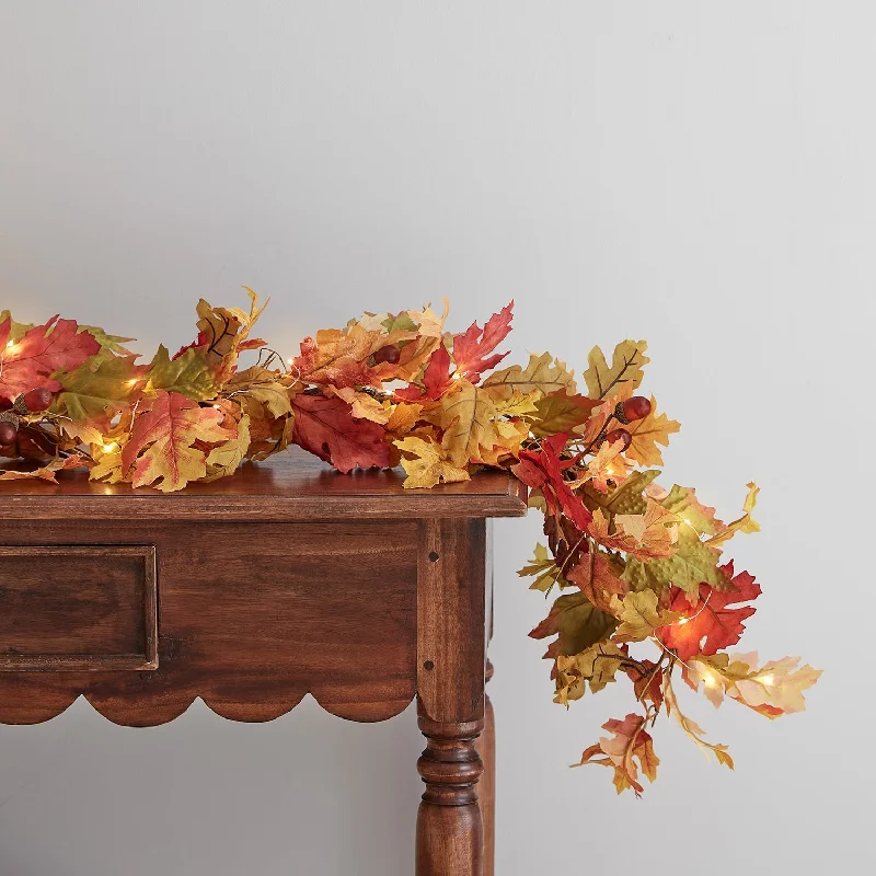 Solar - Powered String Lights for Energy - Saving Backyards2m Oak Leaf Autumn Garland Micro Light Bundle