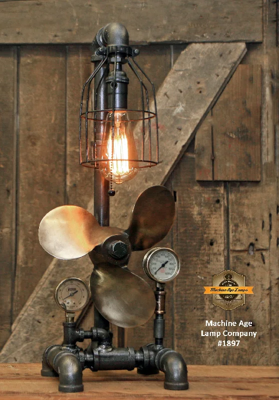 Corrosion - Resistant Industrial Lighting for Coastal FactoriesSteampunk Industrial / Antique boat propeller / Nautical / Marine / Lamp #1897