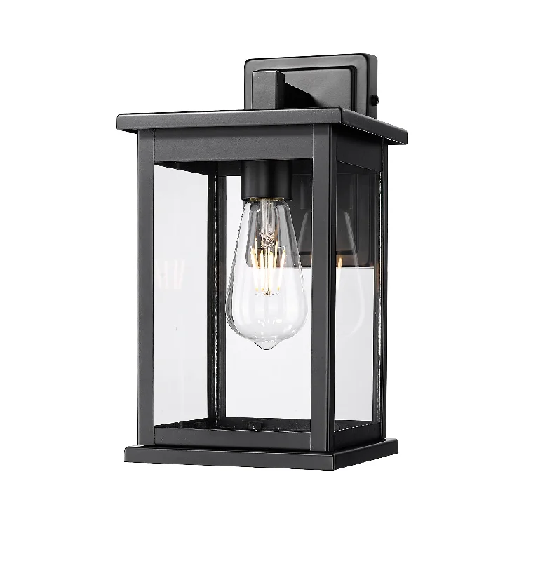 Adjustable Industrial Lighting for Flexible IlluminationBowton II Outdoor Wall Sconce - Powder Coated Black - Clear Glass - 6.625in. Extension - E26 Medium Base