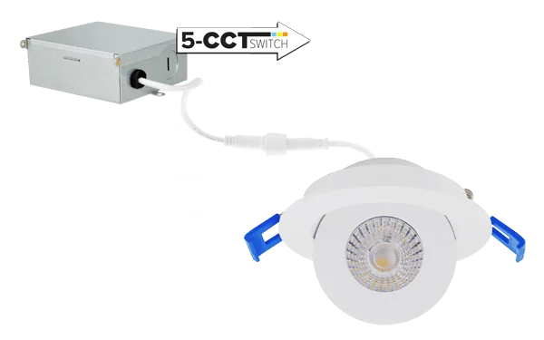 String Lights for Seasonal Decorations (Spring, Fall, etc.)Elco 6W 120V 3" Round Adjustable Eyeball Downlight with 5-CCT Switch - 450 Lumens String Lights for Seasonal Decorations (Spring, Fall, etc.)Elco 6W 120V 3" Round Adjustable Eyeball Downlight with 5-CCT Switch - 450 Lumens