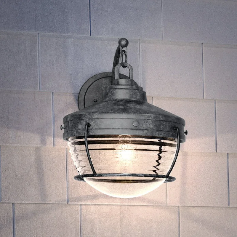 Industrial Lighting for Automotive Manufacturing PlantsUEX1057 Nautical Outdoor Wall Sconce 14''H x 11''W, Aged Zinc Finish, Telluride Collection