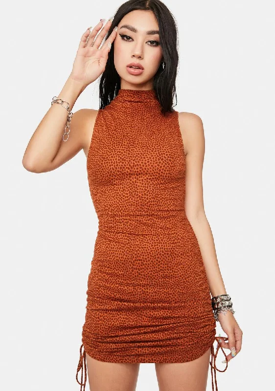 Brown Mini Croc Ady Bodycon Dress