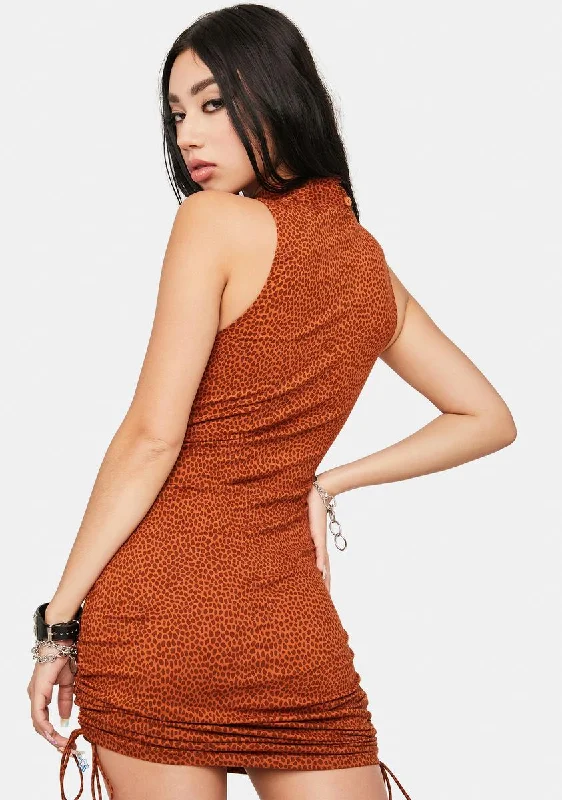 Brown Mini Croc Ady Bodycon Dress