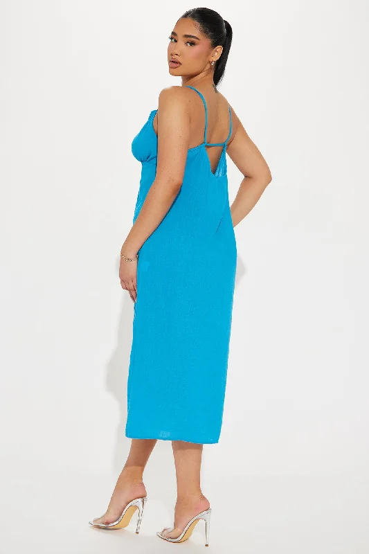 Maisie Linen Midi Dress - Blue