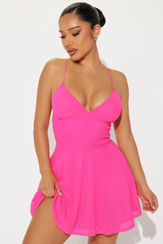 Monarch Mesh Micro Mini Dress - Hot Pink