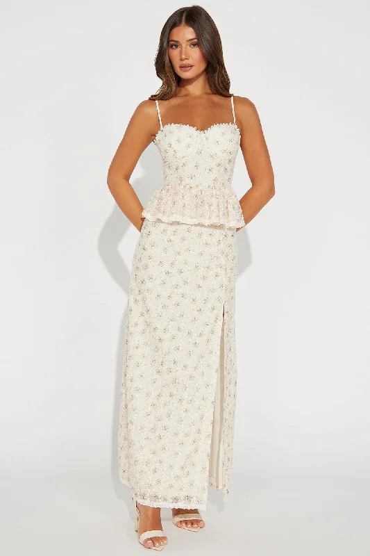 Raya Embroidered Maxi Dress - Cream/combo