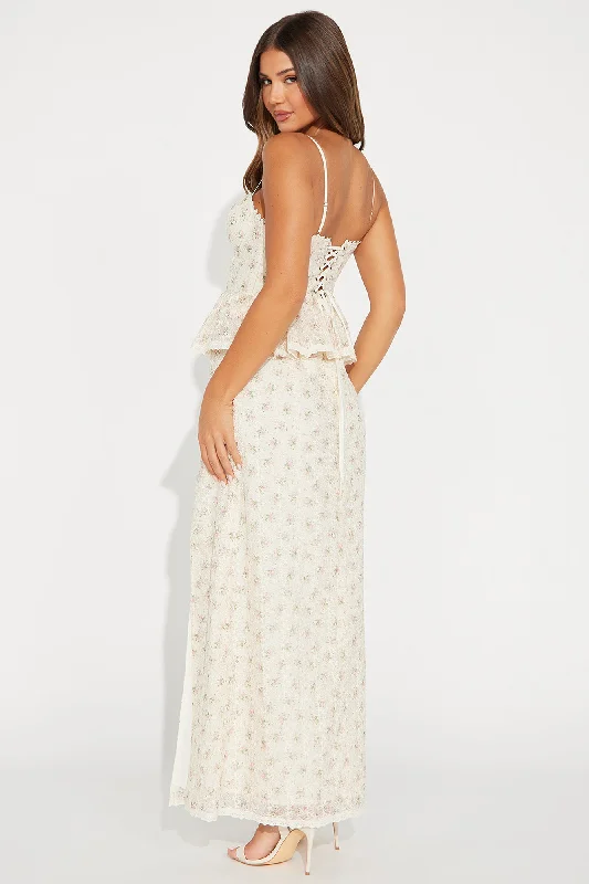 Raya Embroidered Maxi Dress - Cream/combo