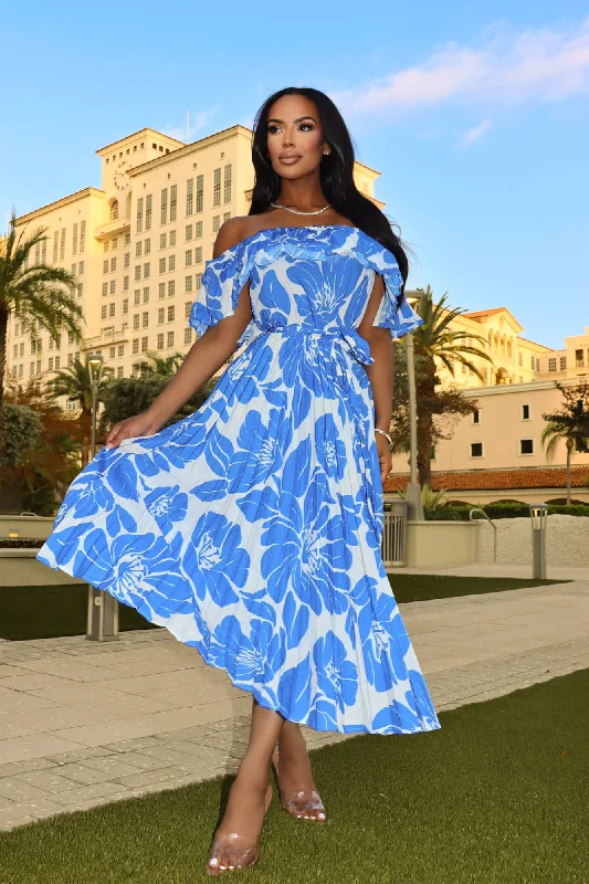 Summer In Santorini Midi Dress - Blue/combo