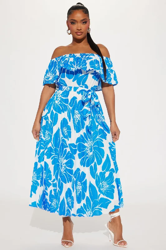 Summer In Santorini Midi Dress - Blue/combo