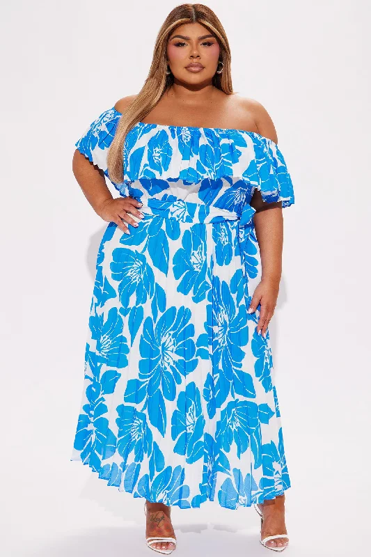 Summer In Santorini Midi Dress - Blue/combo