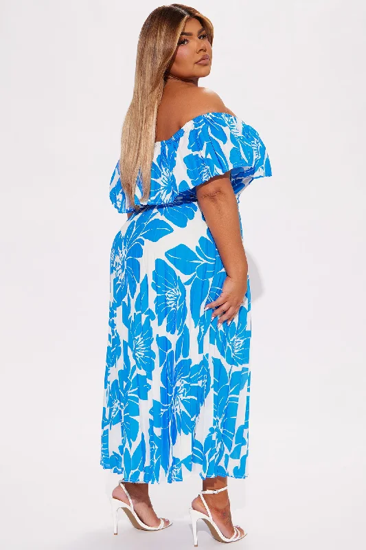 Summer In Santorini Midi Dress - Blue/combo