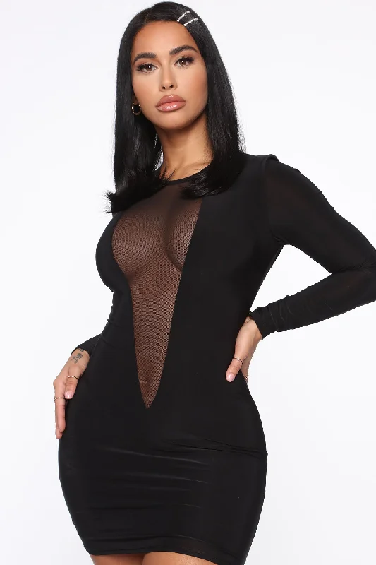 This Just Got Deep Mini Dress - Black