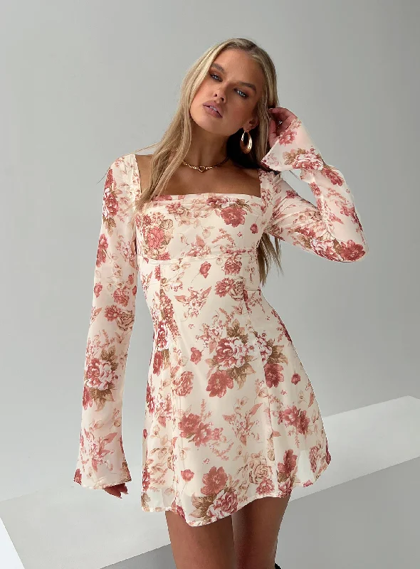 Valentin Long Sleeve Mini Dress Floral