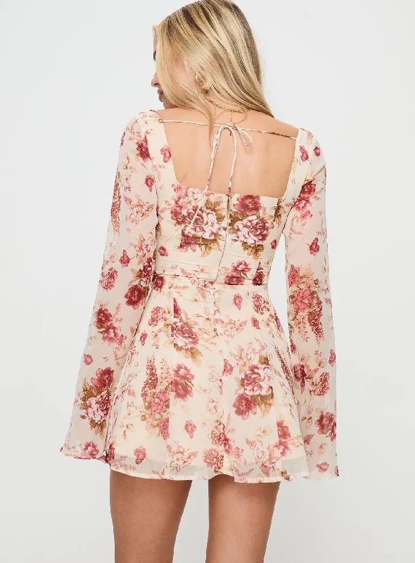 Valentin Long Sleeve Mini Dress Floral