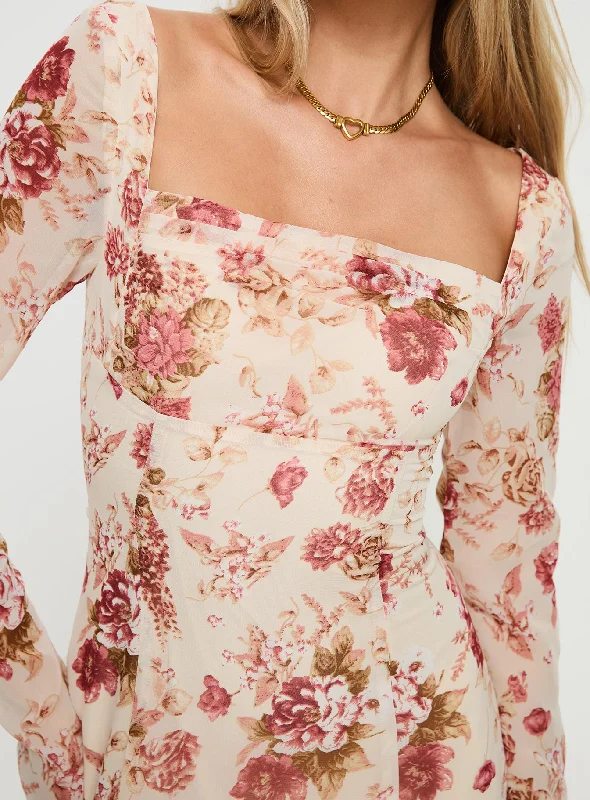 Valentin Long Sleeve Mini Dress Floral