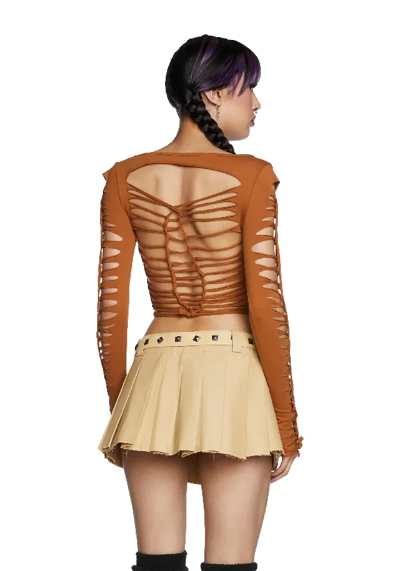 Alternative Spells Long Sleeve Top - Light Brown